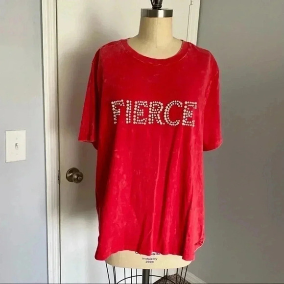 Forever 21 Acid Washed Embellished T-shirt - Picture 1 of 8